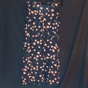 Sleeveless, Plus Size Black Dress with Orange Flowers, Size 2X